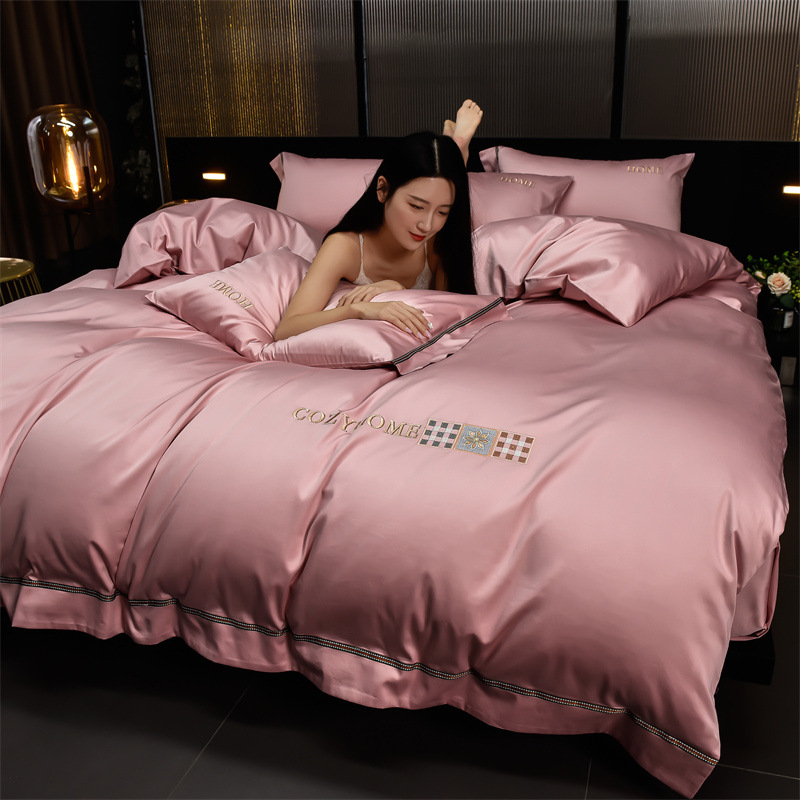 2024 explosión de lujo ligero clase A 100 algodón bordado de cuatro piezas de algodón sábanas de cama de alta gama