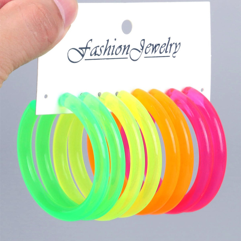 European and American Popular Colorful C-Shaped Earrings Colorfulful Acrylic Fashion C-Ring Set Combination Earrings European and American Popular Colorful C-Shaped Earrings Colorfulful Acrylic Fashion C-Ring Set Combination Earrings