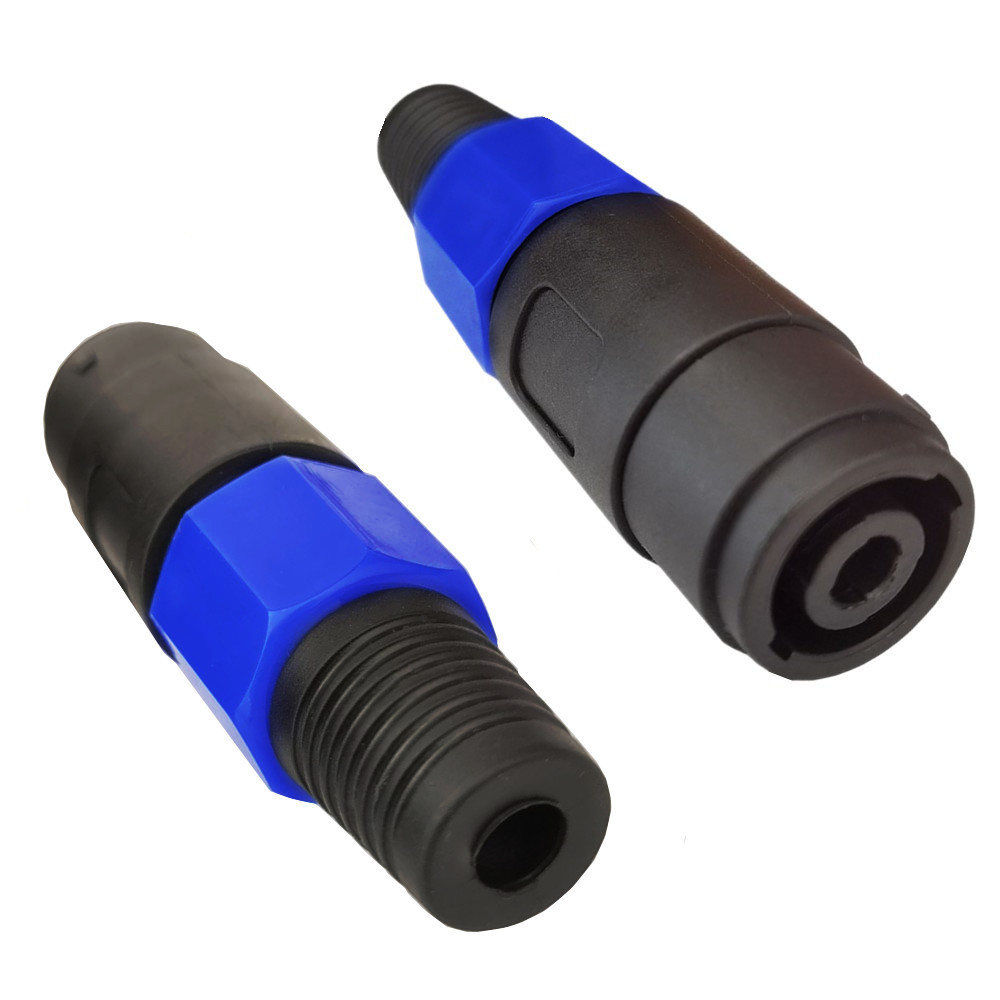 蓝色音响四芯专业音箱插头功放喇叭线舞台KTV线卡农母接头欧姆头