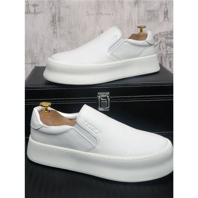 Мужские кроссовки 2025 новые белые на толстой подошве универсальные кроссовки на скрытой платформе низкие на шнуровке в корейском стиле модные повседневные лоферы