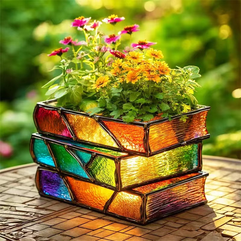  Creative Book Flower Pot Decorations Garden Courtyard Unique Home Decoration Resin Crafts Ornaments Gifts