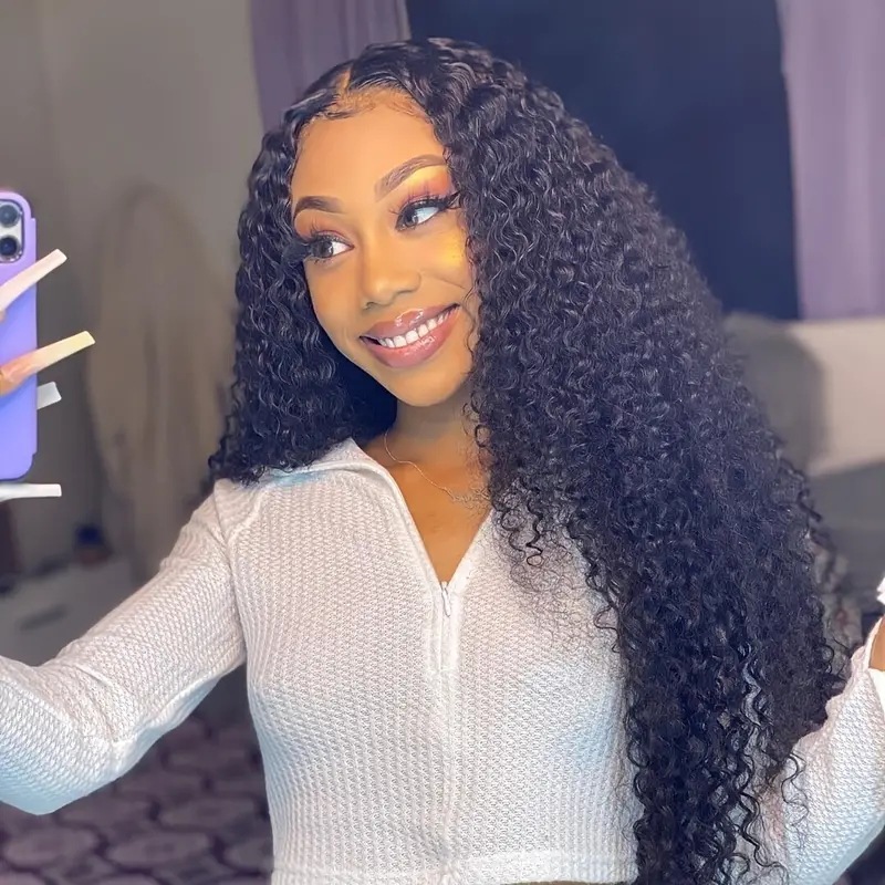 Peruca de cabelo sintético afro natural volumoso com renda_voghion.com