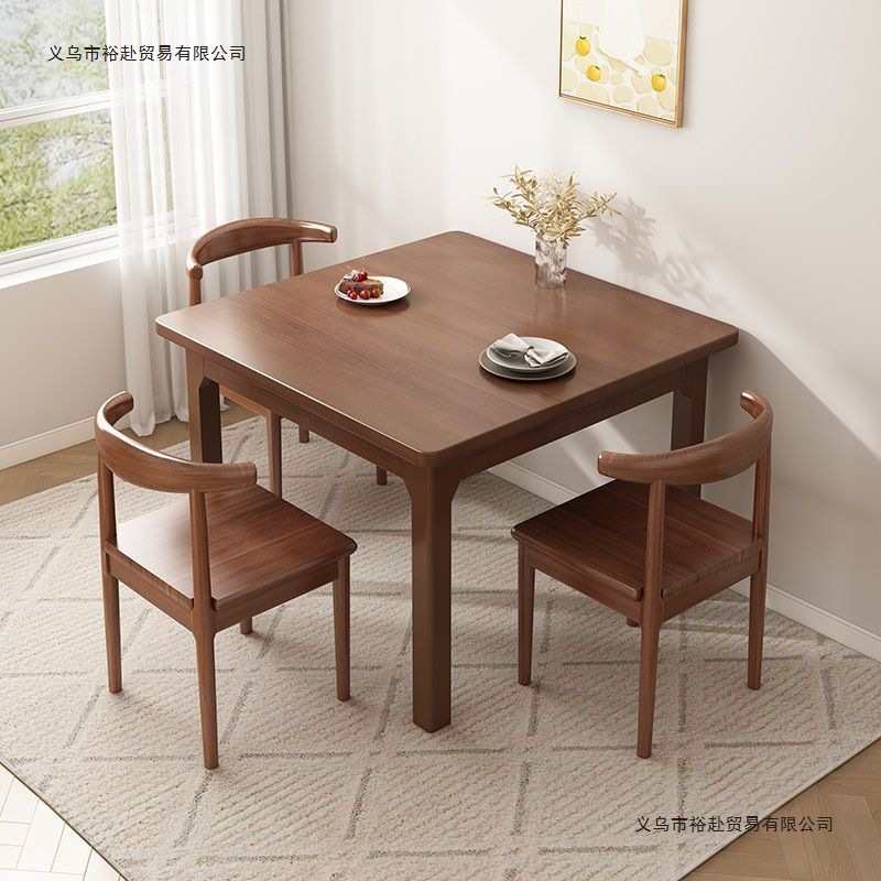 Solid Wood Legs High-End Dining Table Thickened Home Dining Table and Chair Combination Square Living Room Simple Dining Table Small Apartment