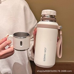 316ステンレス保温カップ女子2024新型蓋付き茶カップオフィス高颜値男性カップ