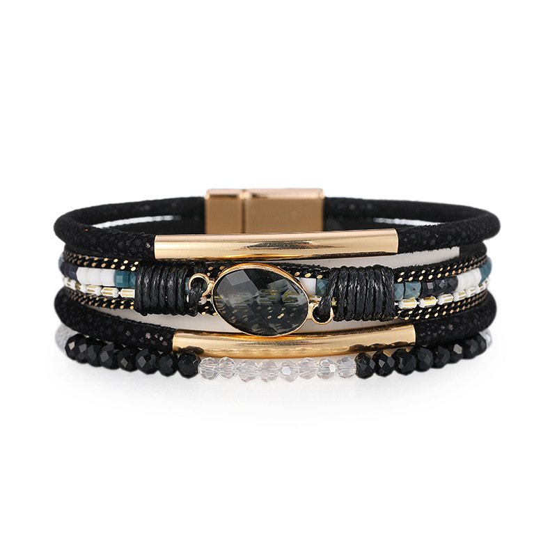 Bohemian Geometric Pu Leather Braid Artificial Crystal Women's Bracelets display picture 3