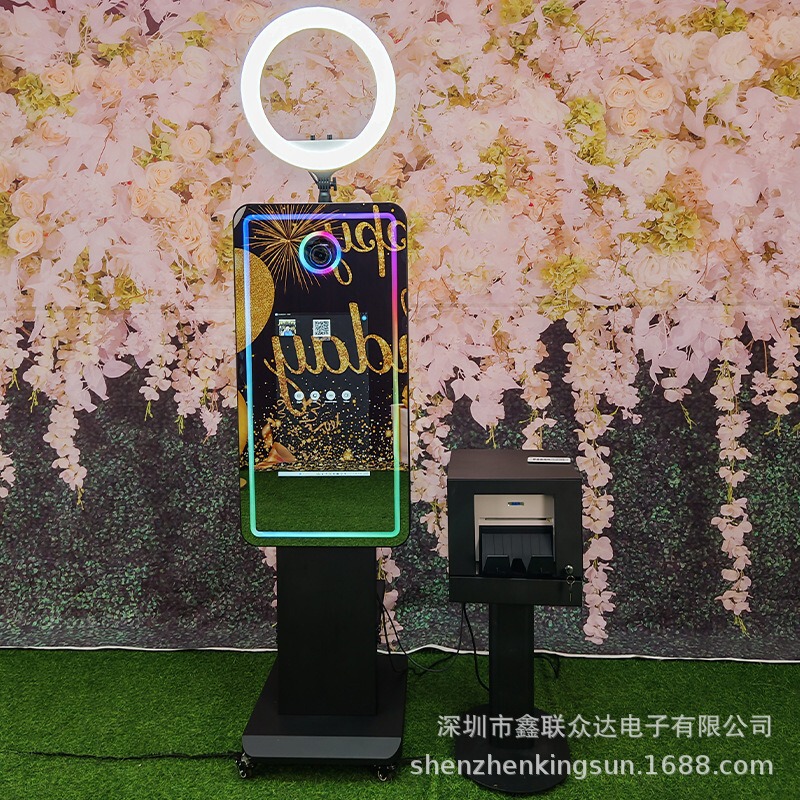 Essential for Events: Black 21.5inch Mirror Photo Booth for Wedding Parties, Rental with Instant Printing Dslr Essential for Events: Black 21.5inch Mirror Photo Booth for Wedding Parties, Rental with Instant Printing Dslr