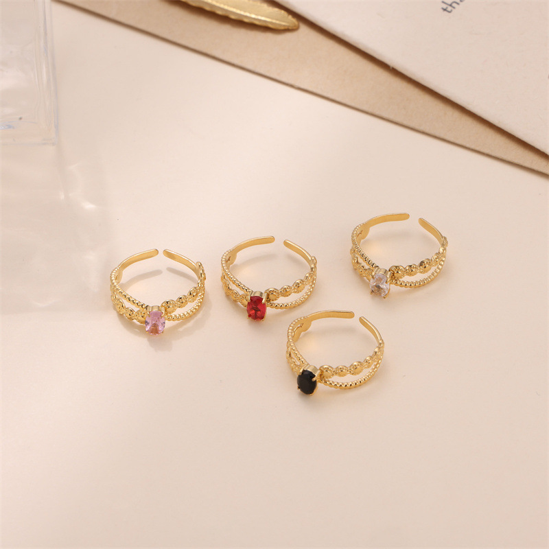 Stainless Steel Simple Style Geometric Plating Inlay Zircon Open Rings display picture 2