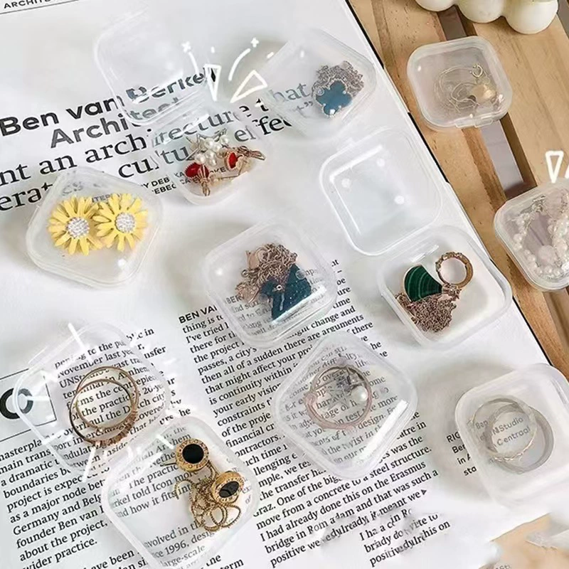 PP пластиковая прозрачная коробка для хранения ювелирных изделий кольцо серьги аксессуары мини пластиковая коробка для упаковки наушников небольшая коробка оптом