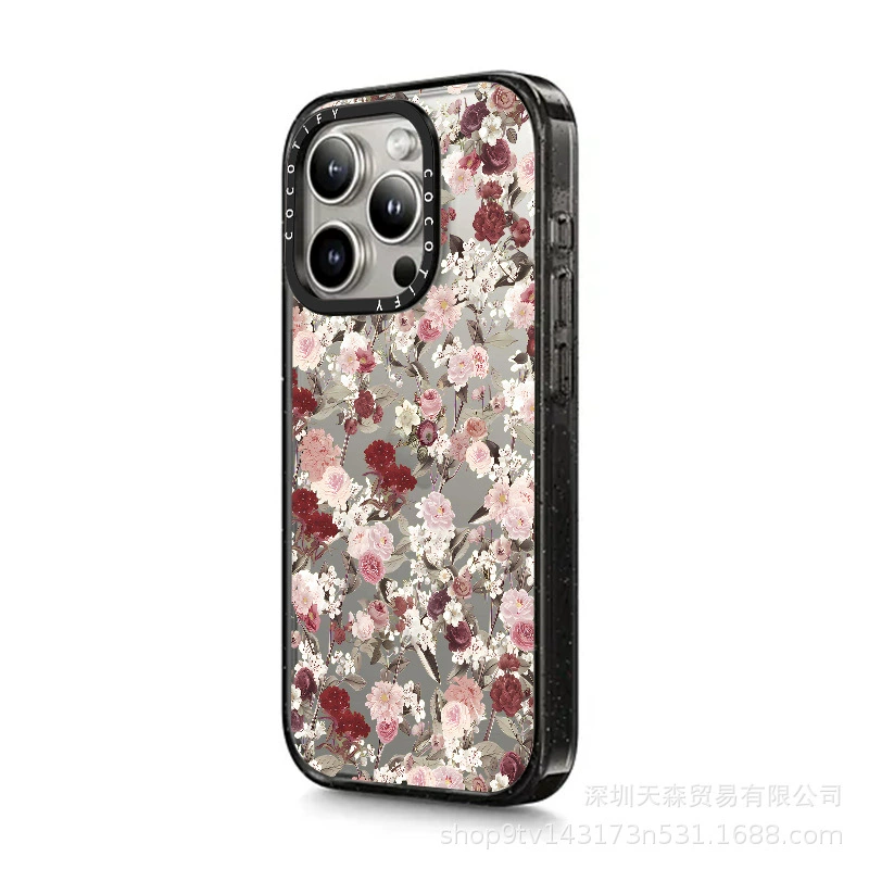 Чехол CASE Apple, ретро совместимый с iPhone16 Pro, iPhone 15, защитный чехол, цветочный принт, iphone, 15promax, 13