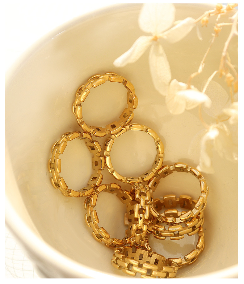 6, 7, 8 Ring Size 304 Stainless Steel Material Wholesale Jewelry Fashion Geometric 304 Stainless Steel No Inlaid 18K Gold Plated Plating Rings