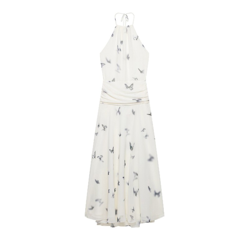 Zadata Women's 2025 New European and American Animal Print Halter Neck Long Dress 3676339 050