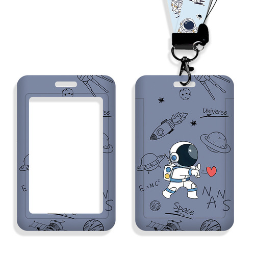 Cartoon student campus card holder, halter neck rope, ID holder, bus and subway work permit, meal card, name tag protective cover, wholesale