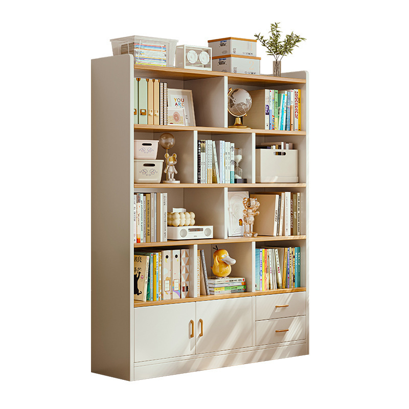 Estantes de madera sólida estantería de piso estantería multicapa sala de estar mostrando armario contra la pared gabinete de estudiantes librería infantil