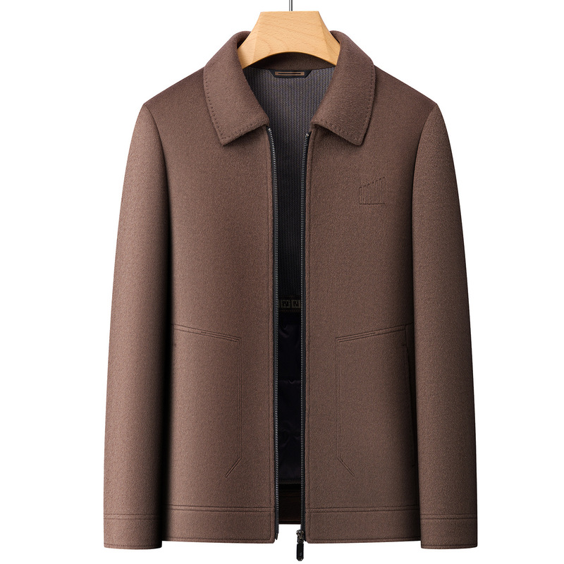 Men's wool double-faced jacket, middle-aged style, with a lapel collar, casual design, white duck down lining, suitable for office wear, men's fashion Men's wool double-faced jacket, middle-aged style, with a lapel collar, casual design, white duck down lining, suitable for office wear, men's fashion