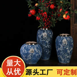 景德镇陶瓷器花瓶摆件客厅插花仿古青花瓷复古干花花瓶家居装饰品