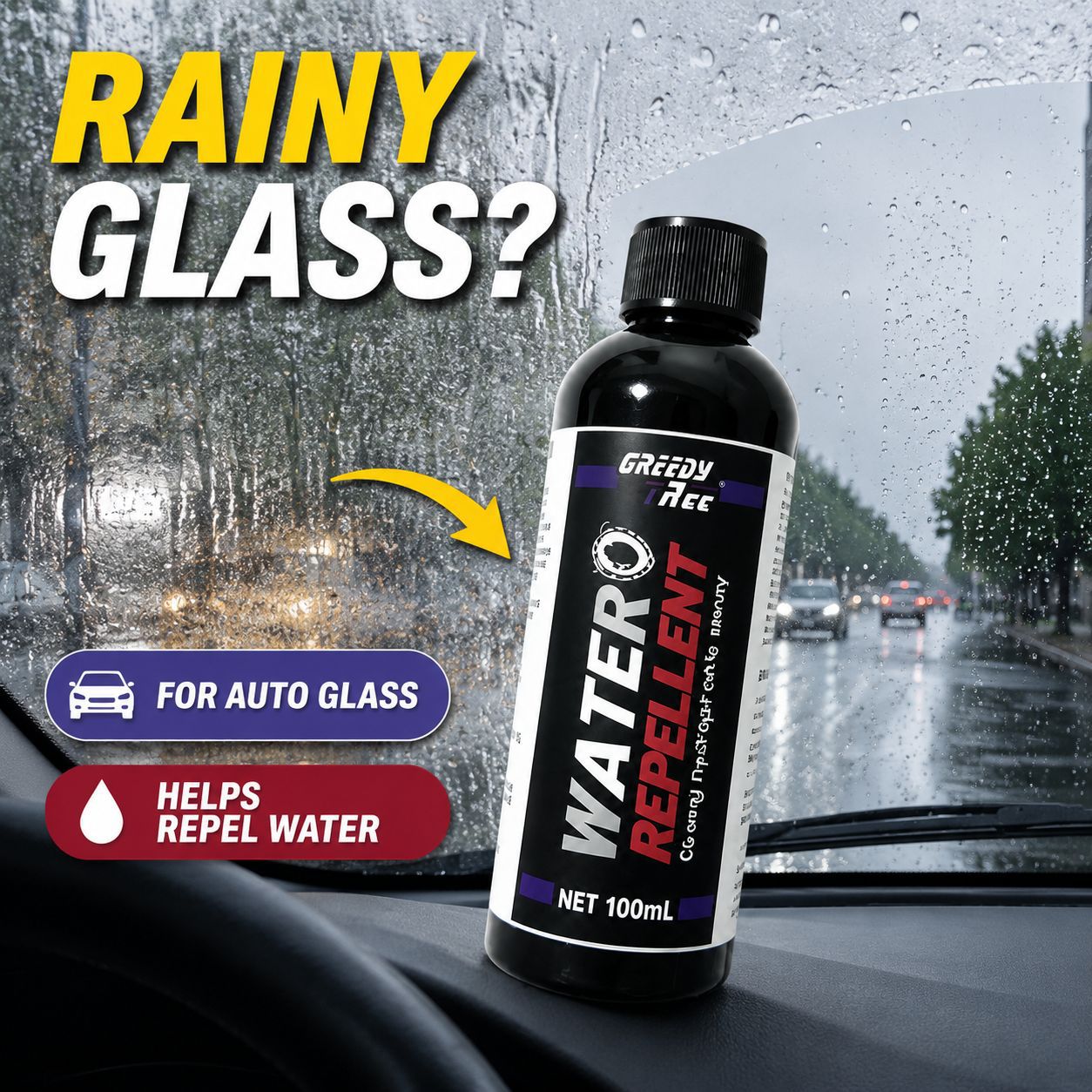 Car Windshield Water Repellent Anti-Fog Cleaner 100ml Rainy Day Clear Vision Maintenance Spray