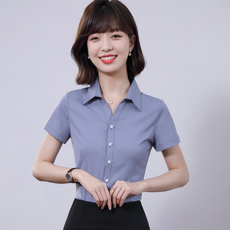 Bamboo fiber professional shirt women's formal wear V-neck shirt OL property company office office building real estate sales tooling