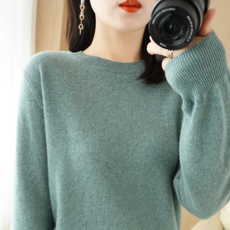 Sweater Women's Autumn and Winter Round Neck Knitted Sweater Women's Large Size Long-Sleeved Bottoming Sweater Cross-Border Sweater Women's Non-Wool Knitted Sweater