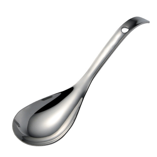 Large 304 stainless steel soup spoon, thickened and deep-handled household hot pot spoon, rice spoon, heat-resistant handle spoon, soup scoop