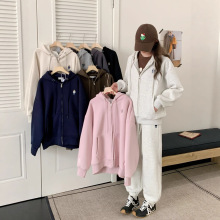 连帽外套小马刺绣拉链卫衣秋冬加绒时尚休闲百搭男女同款开衫现货