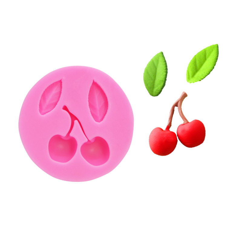 Cherry, Strawberry Pattern Cute Cherry Strawberry Silica Gel Kitchen Molds 1 Piece