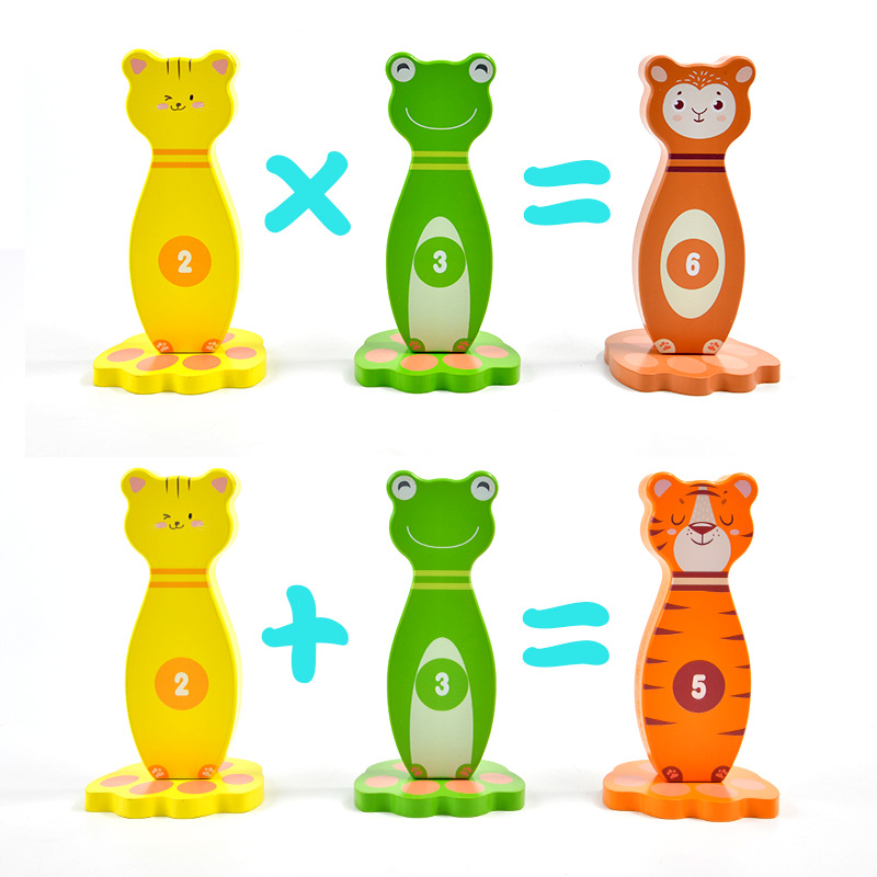 Anillo de bolos de animales de madera Juego interactivo entre padres e hijos para bebés Entrenamiento de agarre de rompecabezas Educación temprana de rompecabezas para niños y niñas