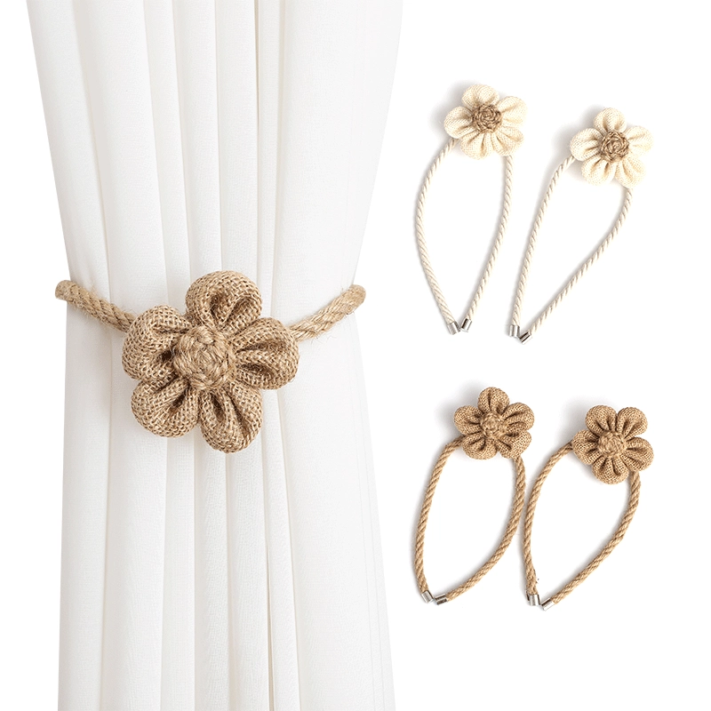 Креативный новый современный простой хлопковый льняной цветочный занавес с магнитной пряжкой в наличии, трансграничная неперфорированная Пряжка для штор