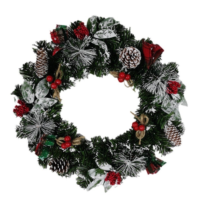 クロスボーダークリスマス花輪ホリデードア吊り壁掛け籐リング雰囲気シーン装飾アレンジメントメーカー卸売松ぼっくり|undefined