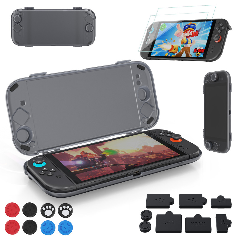 适用于switch2收纳盒套装 switch2钢化膜摇杆帽主机保护壳配件|undefined