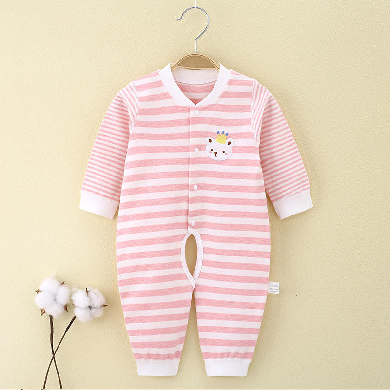 Mono para bebé, ropa sin costuras para primavera y otoño, ropa de recién nacido de algodón puro Clase A, ropa interior para bebé con abertura en la entrepierna, pijamas de estilo coreano de manga larga