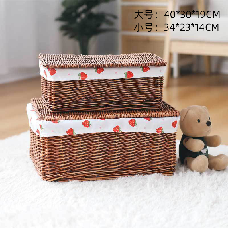 Yiran en stock ratán organizador caja tejida con cubierta de tela extraíble y lavable casa dormitorio ropa edredón almacenamiento cesta