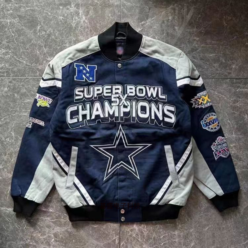 Nfl Dallas Cowboys Super Bowl Cowboys Autumn and Winter Men's and Women's Trendy Brand Embroidered Baseball Uniforms Loose Jackets