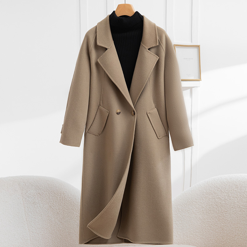 Double-Sided Wool Outwear Women's Long 2025 Autumn and Winter New Elegant Cocoon-Shaped High-End Woolen Outwear for Small People