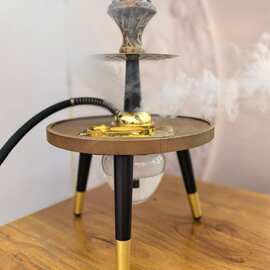 跨境货源中东欧美中东阿拉伯水烟创意圆木桌水烟户外便携 HOOKAH