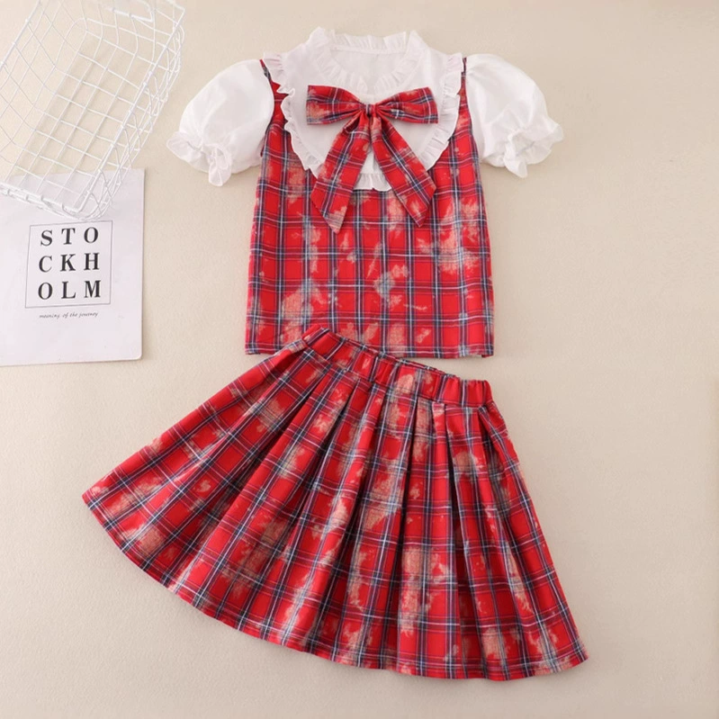 25 новых корейских девочек клетчатый набор цветов весной и летом