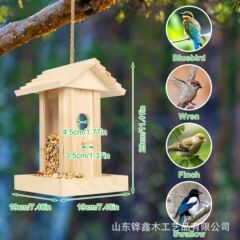 木质鸟窝跨境悬挂户外鹦鹉鸟类鸟巢 繁殖箱喂鸟器小房子造型鸟窝