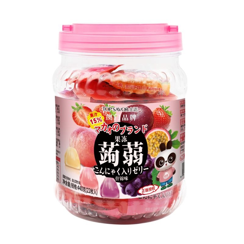 Gold language 440g comprehensive fruit flavor Konjac jelly Drum 22 Gold