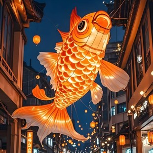 2025春节元宵节大型鱼灯鲤鱼金鱼造型灯笼挂件景区街道灯会装饰-阿里巴巴