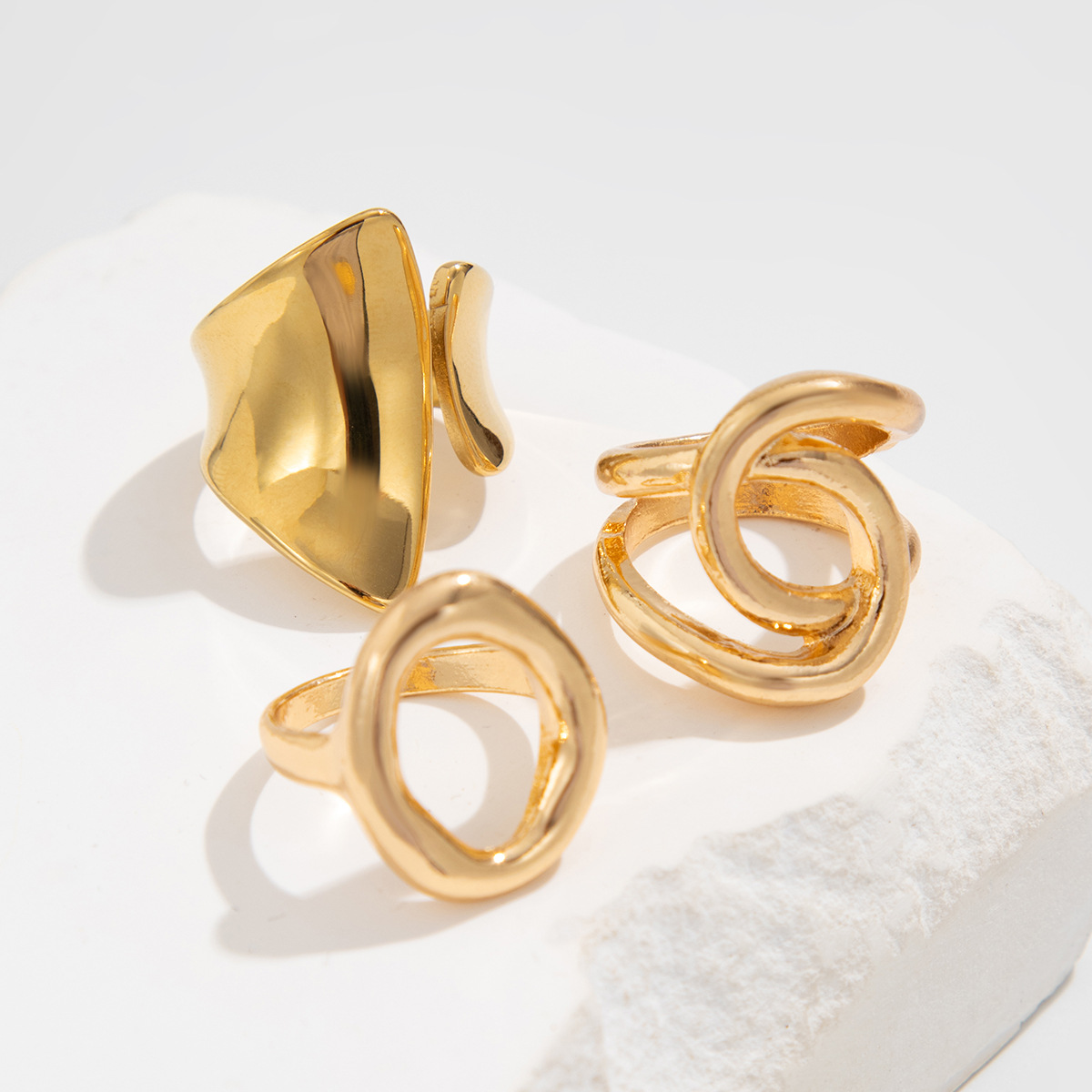 27g Weight Rings Classification 1 Set Quantity Holiday, Banquet, Selfie Occasion Alloy Material Printing Pattern Women's Gender Plating Design Punk Style Punk Printing Alloy Plating Women's Rings 3