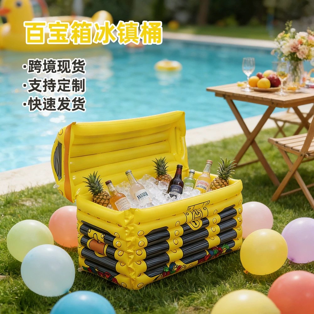 Надувной ящик с сокровищами из ПВХ, ведро для льда, ведро для напитков для бара, караоке-клуба, праздничных вечеринок, трансграничная доставка, ведро для напитков с льдом в виде сокровищного сундука