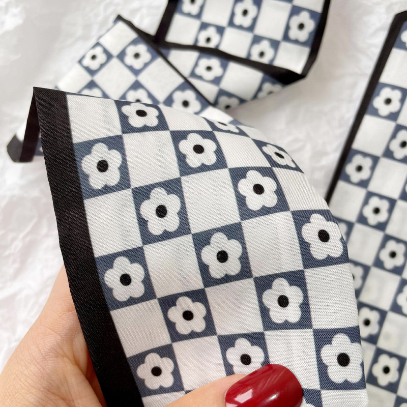 Delgada estrecha larga pequeña bufanda para las mujeres de primavera y verano nueva cinta banda de pelo corbata de pelo bolsa decoración profesional larga pequeña bufanda