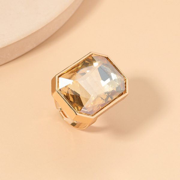 Rectangular fashionable elegant trend one size ring with stone