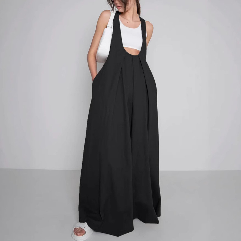 Cross-Border European and American Independent Station Bohemian Style Summer Long U-Neck Vest Dress Loose Waist Dress