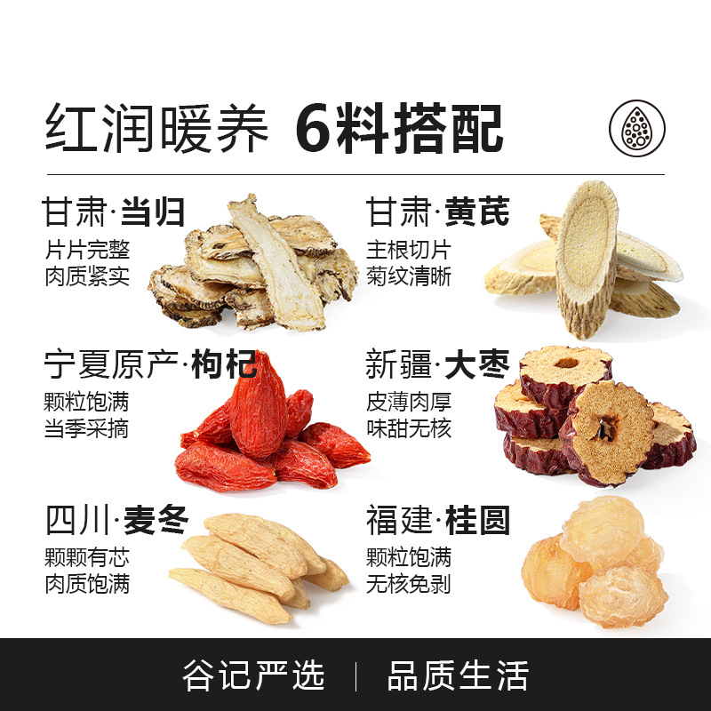 Liuwu Yueyan Tea Astragalus Goji Angelica Red Date Ophiopogon Longan Herbal Blend 455g key features