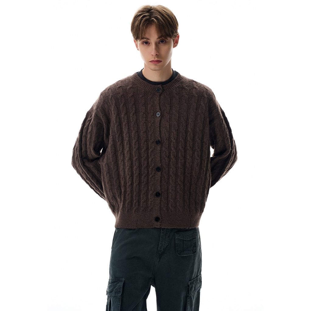 Cardigan chaqueta suéter de punto hombre viejo dinero estilo de negocios corto invierno suéter de otoño comercio exterior al por mayor transfronterizo