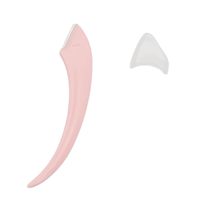 En stock suministro de ceja que forma el cuchillo con el peine curvo luna ceja que forma el cuchillo tamaño pequeño ceja que raspa el cuchillo macro femenina con la protección neta para el corte de la ceja de los principiantes