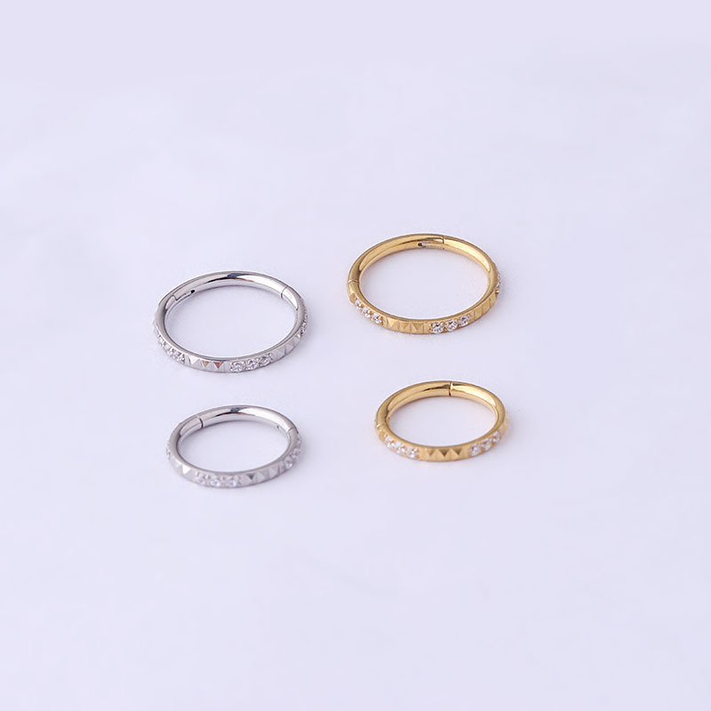 Fashion Silver 8mm Stainless Steel Inlaid Zirconium Piercing Nose Ring