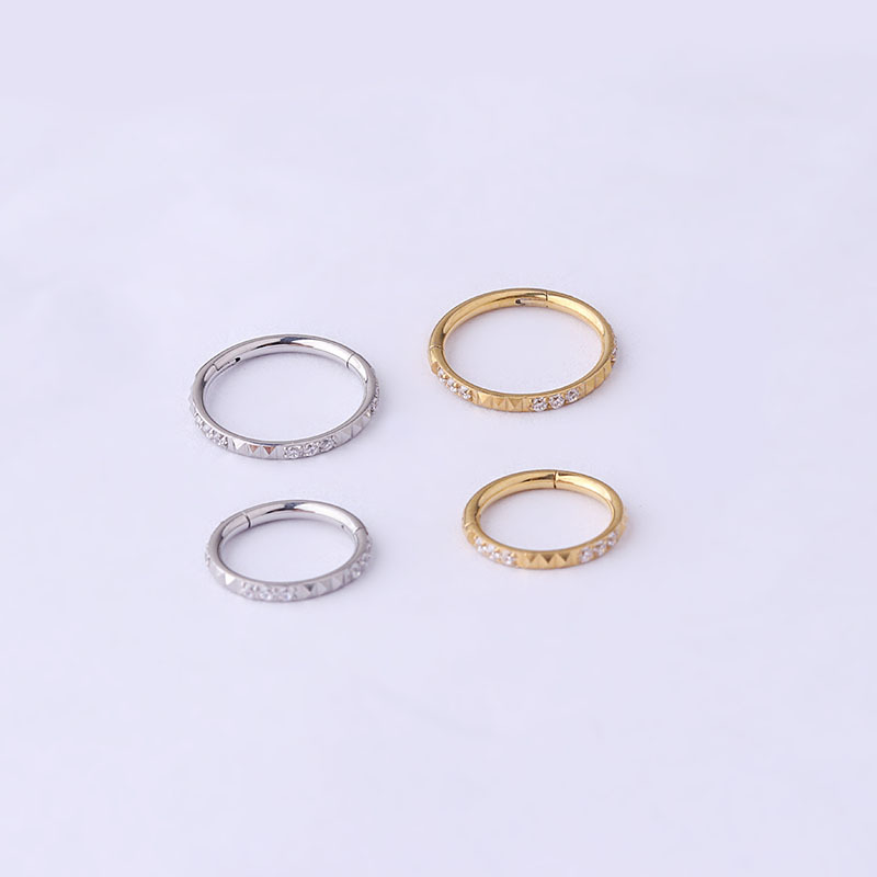 Circle Pattern Nose Rings & Studs Fashion Circle 316L Stainless Steel Plating Inlay Zircon