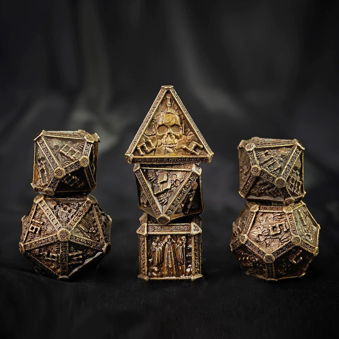 Набор металлических кубиков-магии Wizard, декоративные многогранники из цинкового сплава, 213.4 г, вариант бархатного мешочка или металлической коробки