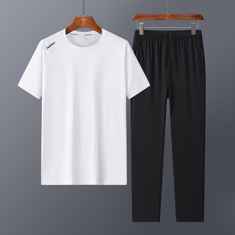 Trajes deportivos de algodón transfronterizos de mediana edad para hombres de verano delgado de mediana edad para padres de verano para correr ropa deportiva casual